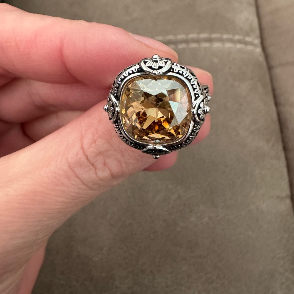 Sterling Silver 925 Simulated Yellow Diamond Ring - Picture 2 of 13